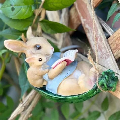 Garden Outdoor Tree Pendant Swing Rabbit Decoration Garden Cartoon ...