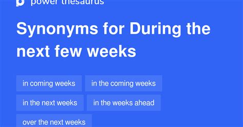 During The Next Few Weeks synonyms - 53 Words and Phrases for During ...