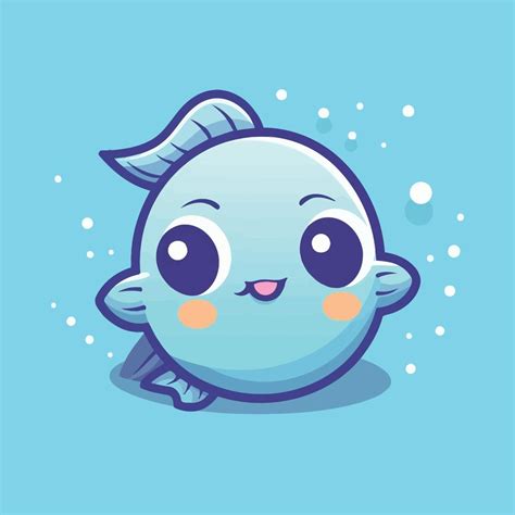 mignonne kawaii poisson chibi mascotte vecteur dessin animé style ...