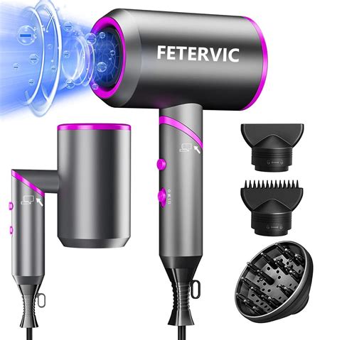 FETERVIC Ionic Hair Dryer, Foldable, 2000W, Quick Drying, Low Noise, 3 ...