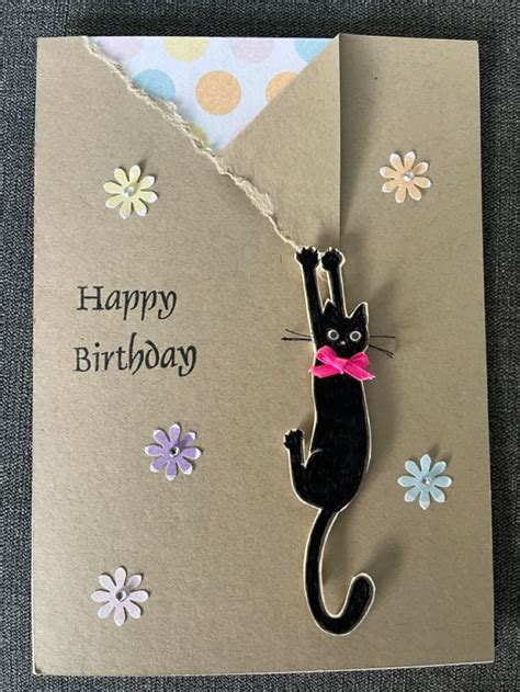 Cat birthday card, Cat cards handmade, Birthday card drawing