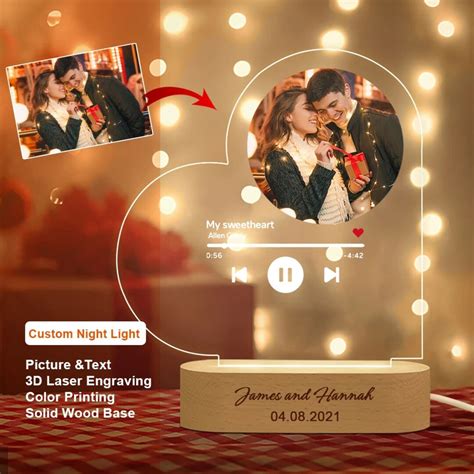 Custom Photo Night Light Scannable Music Code LED Night Light Gifts for ...