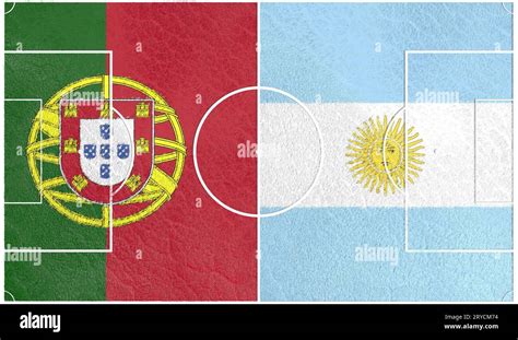 Portugal vs Argentina. Football field textured by flags Stock Photo - Alamy