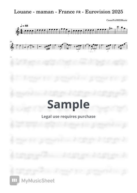 Louane - maman - France 🇫🇷 - Eurovision 2025 Sheets