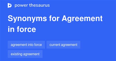 Agreement In Force synonyms - 17 Words and Phrases for Agreement In Force
