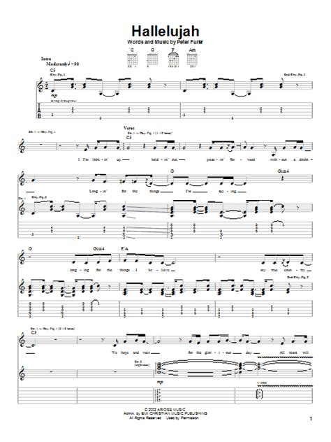 Hallelujah by Newsboys Sheet Music for Guitar Tab at Sheet Music Direct