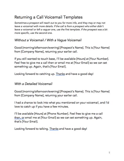 Business Voicemail Template