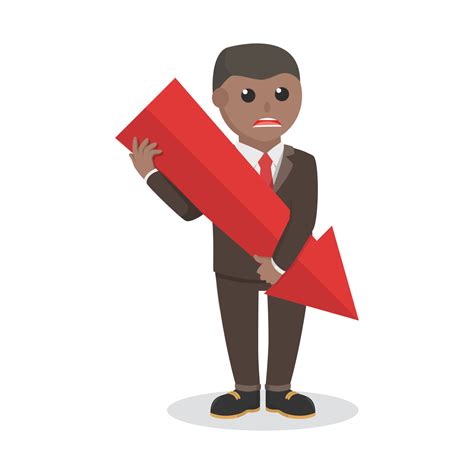 businessman african hold big down arrow design character on white ...