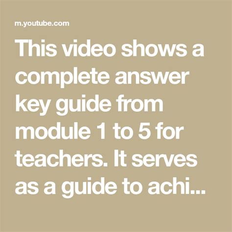 This video shows a complete answer key guide from module 1 to 5 for ...