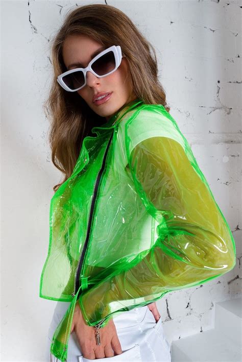 Classic Vinyl Transparent Jacket. Stylish Rain Jacket Wind resistant ...