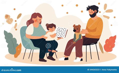 Family Storytime: Parents Reading To Child with Teddy Bear , Learning ...