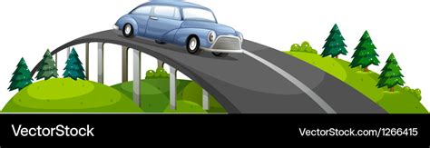 A car passing over the bridge Royalty Free Vector Image