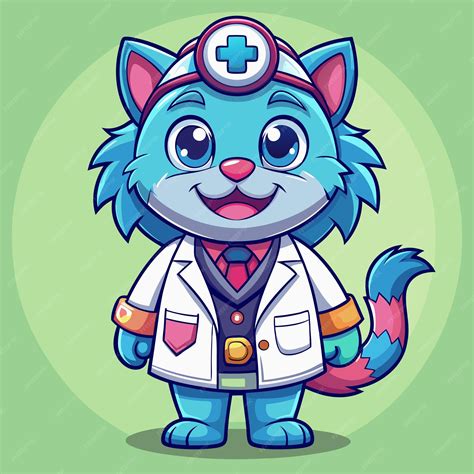 Милый кошачий доктор мультфильм Маскот | Премиум AI-сгенерированный вектор