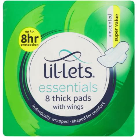 Lil-Lets Essentials Pads Unscented 8 Pack - Clicks
