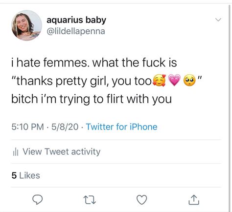 flirting with femmes and bisexual girls when you’re femme yourself 🙃 ...