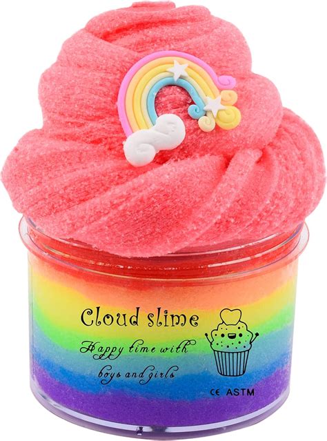 Fluffy Rainbow Cloud Slime, Colorful Scented Slime Kit for Kids Party ...