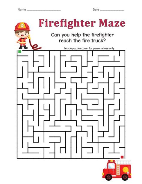 Free Firefighter Maze Printable