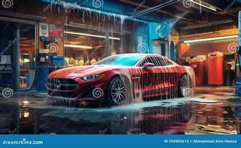 A sports car in a car wash stock illustration. Illustration of design ...