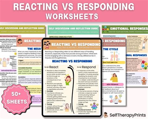 Reacting Vs Responding Worksheets | Therapy Worksheets | Conflict ...
