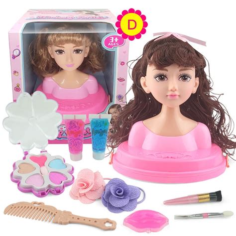 Kids Dolls Styling Head Makeup Comb Hair Toy Doll Set Pretend Play ...