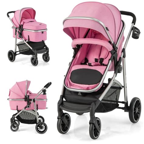 Canddidliike 2-in-1 Convertible Baby Stroller with Reversible Seat-Pink ...