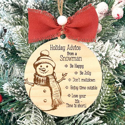 Holiday Advice From A Snowman Inspirational Christmas Ornament ...
