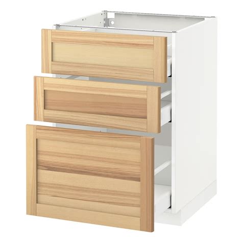 METOD / MAXIMERA Unterschrank mit 3 Schubladen, weiß/Torhamn Esche ...