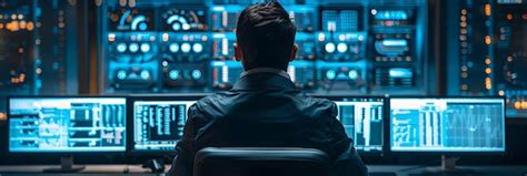 Photo realistic concept of a Data Security Analyst Monitoring Threats ...