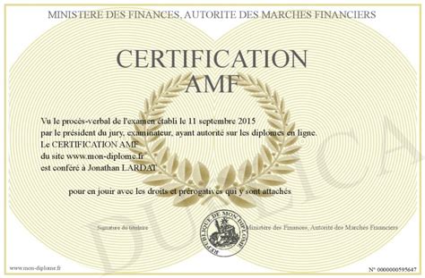 CERTIFICATION-AMF