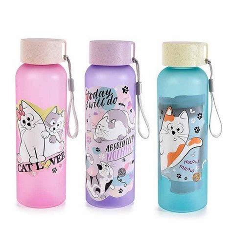 Bouteille à vis chats fun rose, mauve ou bleu. - Toutenchat