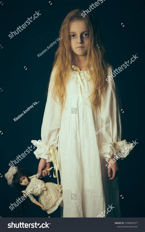 Scary Little Girl Ghost White Nightgown Stock Photo 1538892077 ...
