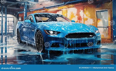 A sports car in a car wash stock illustration. Illustration of auto ...