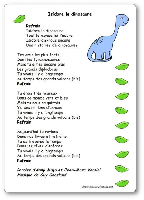 Chansons, Comptines et Poésies sur les Dinosaures - Chansons de dinosaures