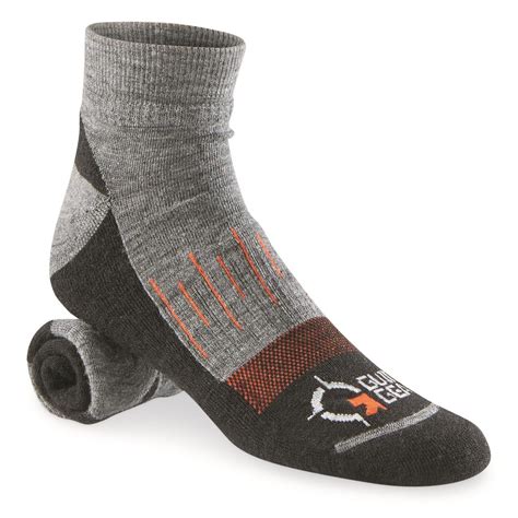 Guide Gear Men's Merino Wool Blend Midweight Quarter Crew Socks, 3 ...