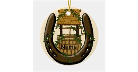 Amish Horseshoe Wishing Well custom name ornament | Zazzle