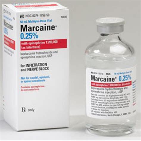 Marcaine® (Bupivacaine HCl), 0.25%, with Epinephrine, 2.5mg/mL, MDV ...