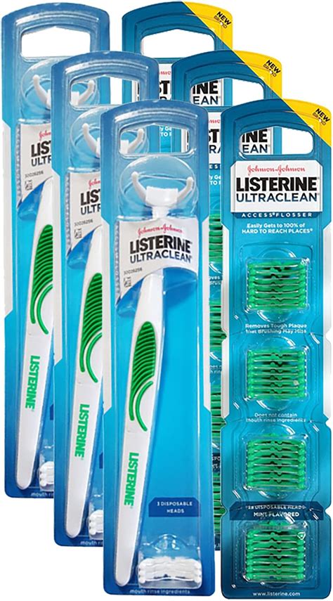 REACH® Listerine Ultraclean Access Flosser Refill Heads | Dental Flossers | Refillable Flosser | Effective Plaque Removal | Mint Flavored | 28 ct, 3 Pack, Package May Vary