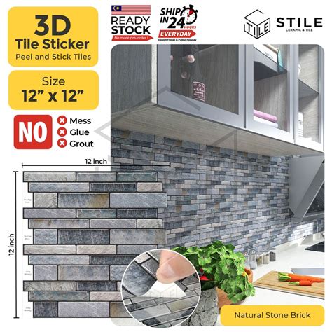 Natural Stone Brick 3D Tiles Sticker Kitchen Bathroom Wall Tiles ...