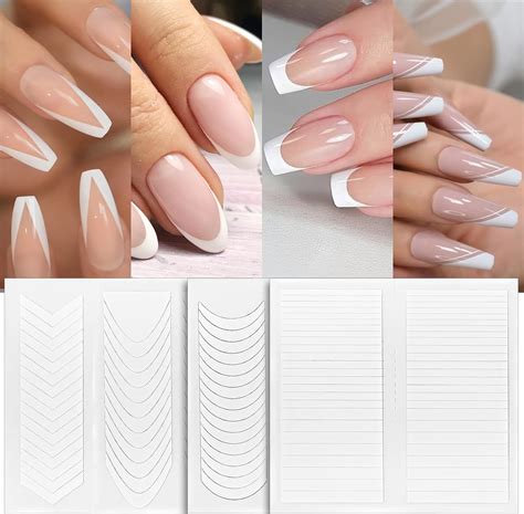 Teaaha 1638 PCS French Manicure Stickers, 4 Designs Self-Adhesive Nail ...