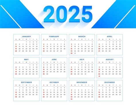 Годовой календарь на 2025 год в деловом стиле | Бесплатно векторы