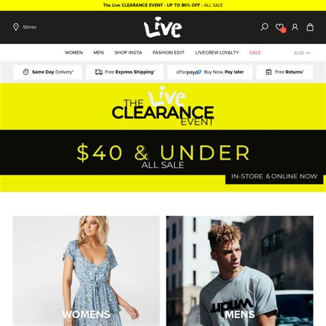 Live Clothing Final Clearance. $40 and under. Free Express Shipping ...