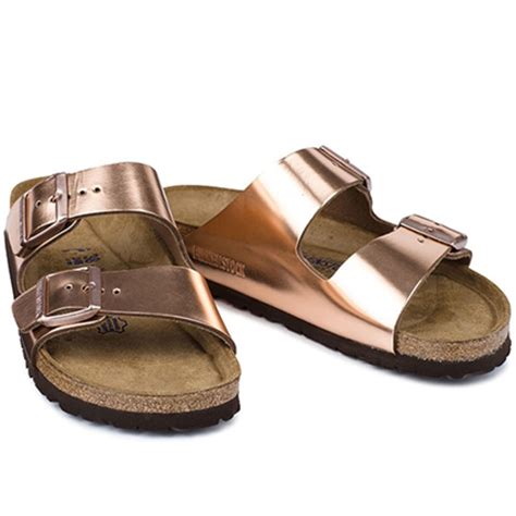 BIRKENSTOCK - Sandales Femme Arizona Cuir Lisse Metallic Cuivre ...