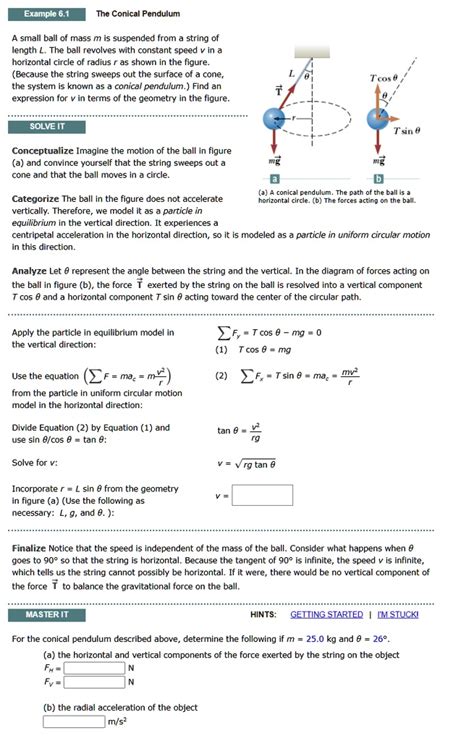 example 61 the conical pendulum small ball of mass m is suspended from ...