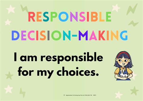 RESPONSIBLE DECISION MAKING: I AM RESPONSIBLE FOR MY CHOICES (A3 POSTER)