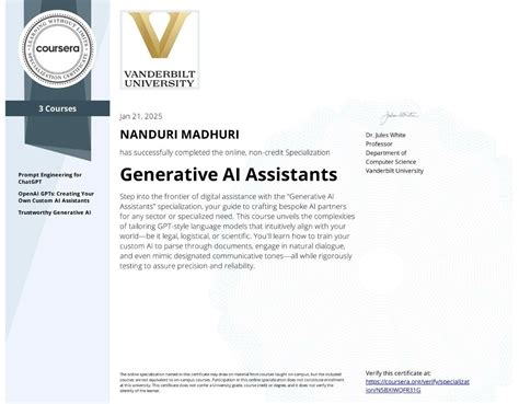 I’ve successfully completed the Generative AI Assistants specialization ...