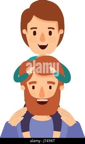 Caricature colorés moitié du corps, avec moustache et barbe père fille ...