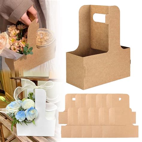2 Cup Drink Carrier with Handle - 10Pcs Disposable Paper Cardboard ...