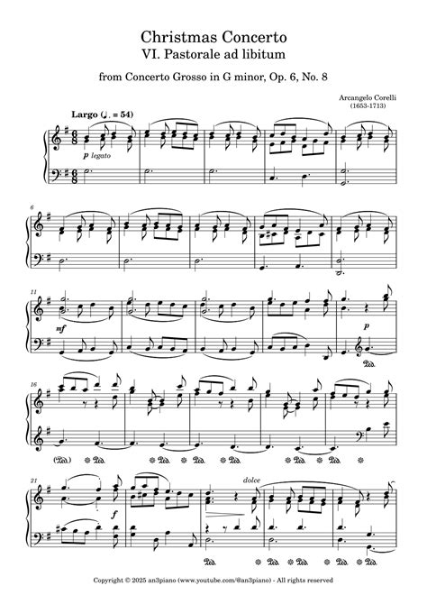 Christmas Concerto - Pastorale (arr. an3piano) by Arcangelo Corelli ...