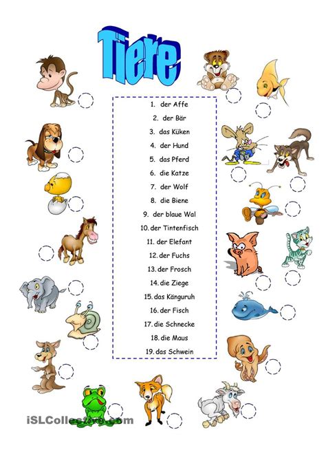 Tiere | Deutsch lernen kinder, Deutsch lernen spiele, Daf arbeitsblätter