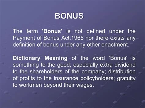 THE PAYMENT OF BONUS ACT,1965 | PPTX | Business Accounting & Finance ...